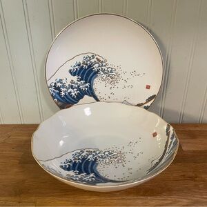 Vintage Shibata Toki “Great Wave Off Kanagawa” Serving Set